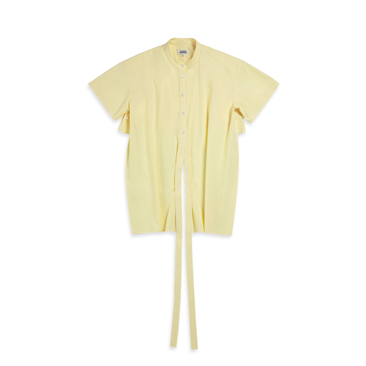 Striped Hi Low Wrap Shirt Yellow Cream Stripe