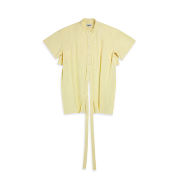 Striped Hi Low Wrap Shirt Yellow Cream Stripe