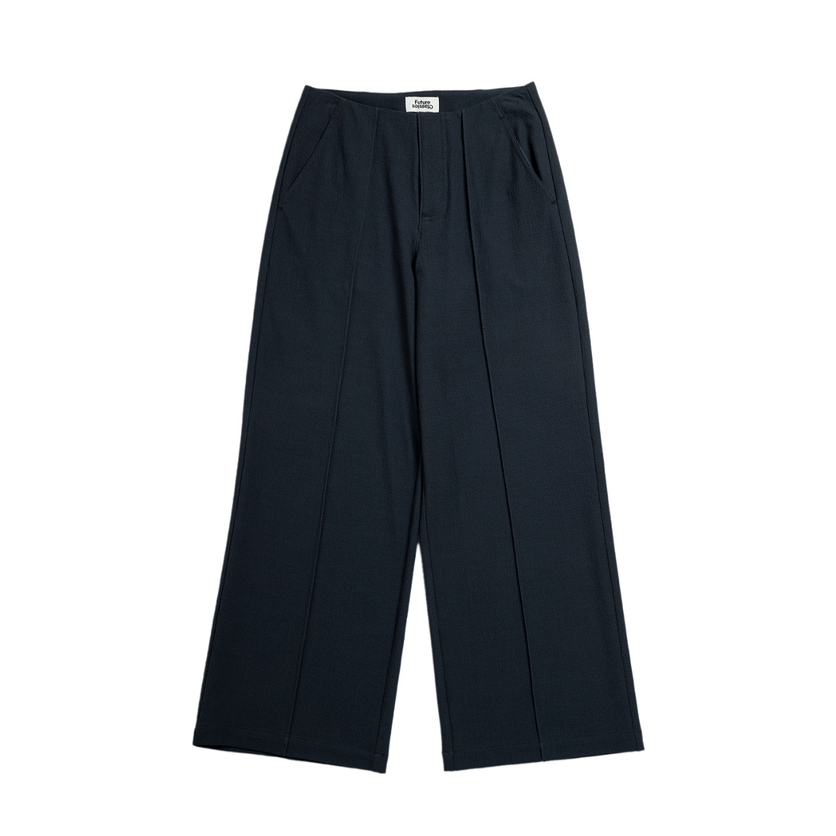 Pintuck Straight Leg Trousers Navy