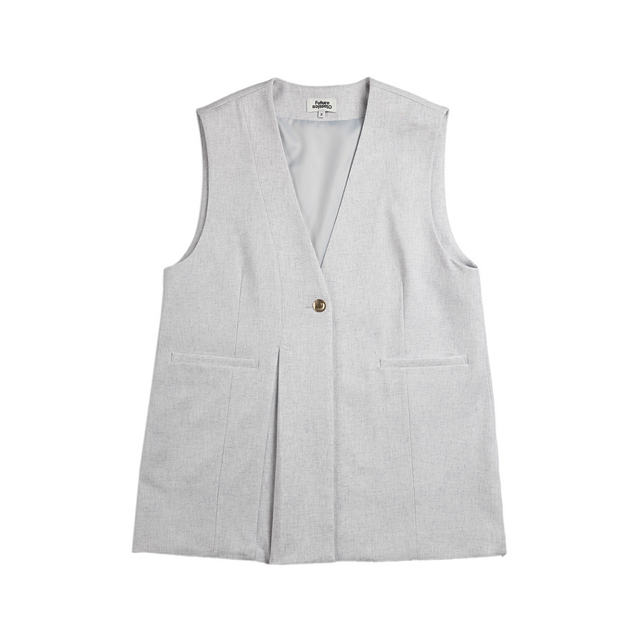 Oversized Asymmetric Vest Flint Grey Heather