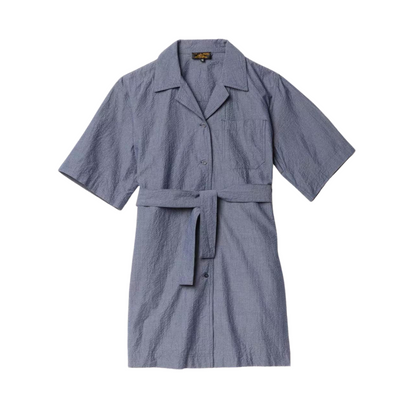 Seersucker Shirt Dress Blue