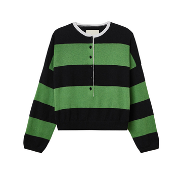 Merino Wool Striped Polo Sweater