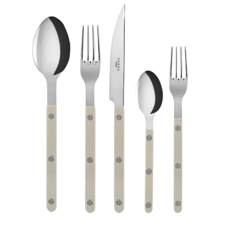 Bistrot Solid Shiny / Light Kaki / 5-Piece Set A - 4-Piece Set+Dessert Fork #9