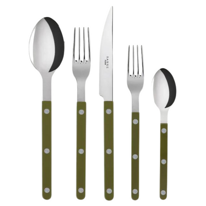 Bistrot Solid Shiny / Green Fern / 5-Piece Set A - 4-Piece Set+Dessert Fork #9