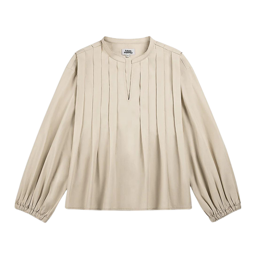 Pleated Balloon Sleeve Blouse