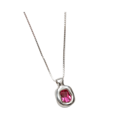 Pink Kunzite Gemstone Pendant with Box Chain