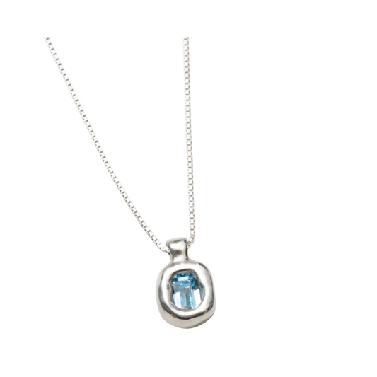 Aquamarine Gemstone Pendant Box Chain