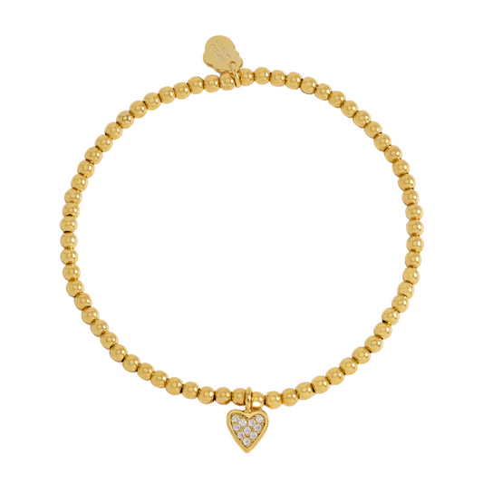 Pave Heart Sienna Bracelet Gold Plated