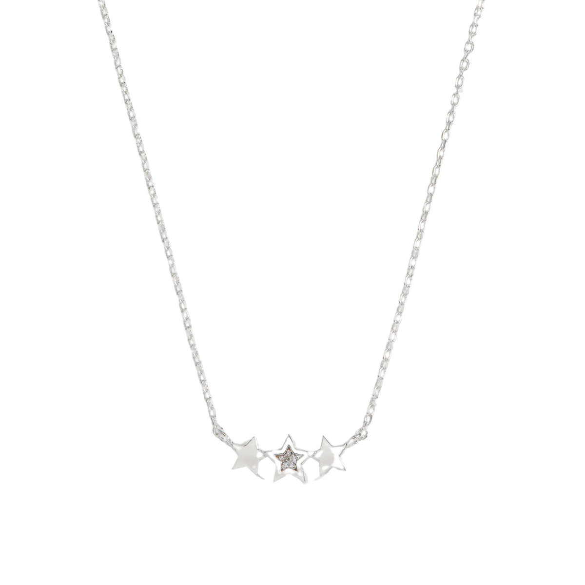 Triple CZ Star Necklace -Silver Plated