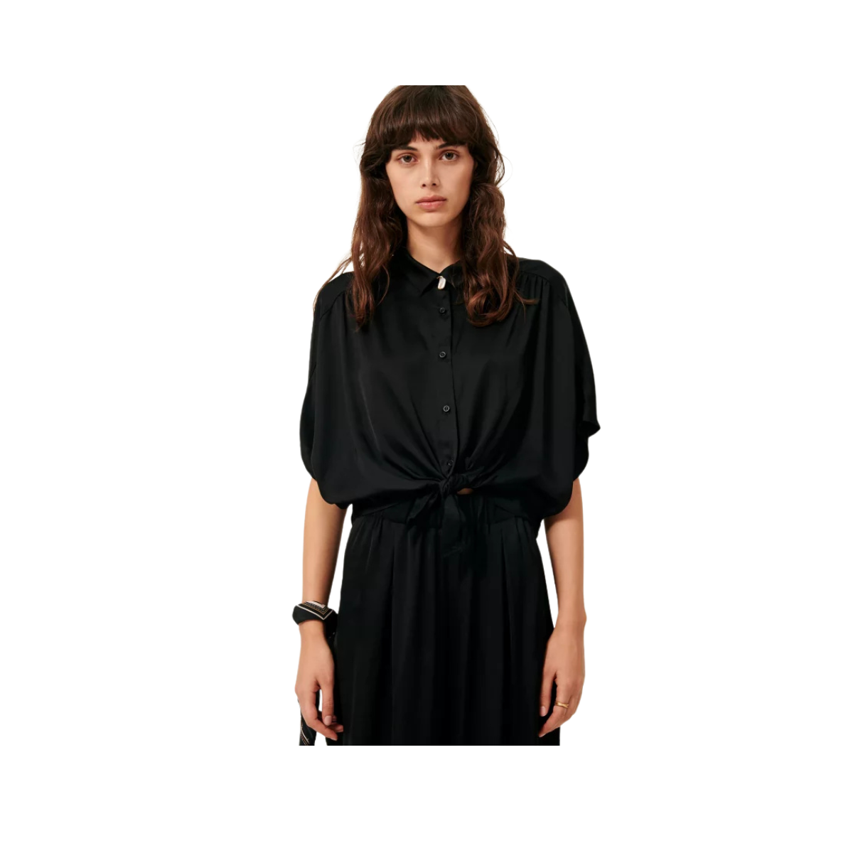 Night Alfassa Tied Short Sleeve Blouse