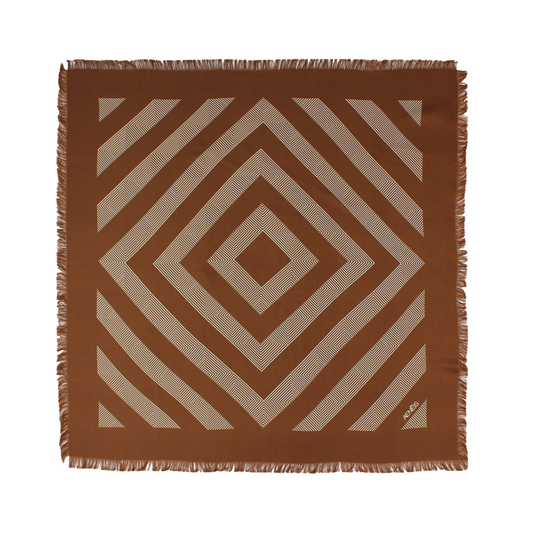 Geometric Mirage Silk Scarf Fringed 90cm