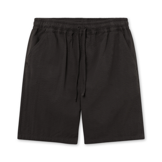 Washed Black Hush Seersucker Shorts