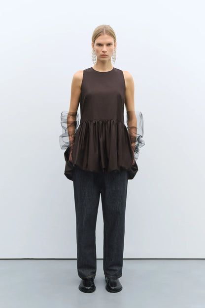 Balloon Mini Dress Brown