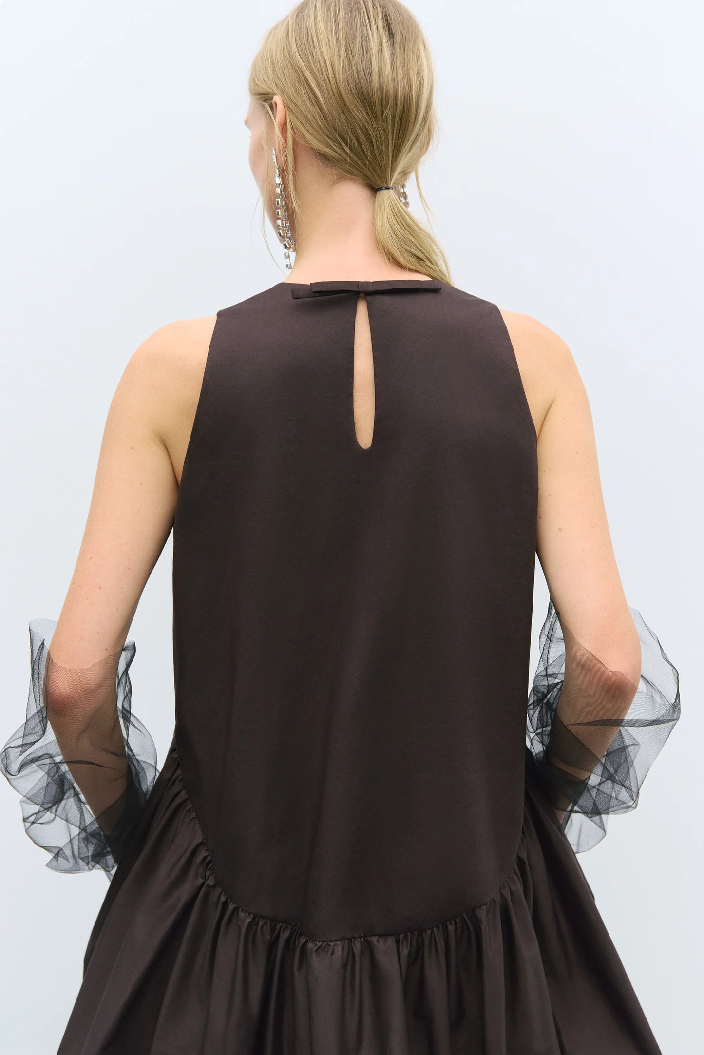 Balloon Mini Dress Brown