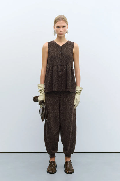 Flecked Cotton Peplum Top