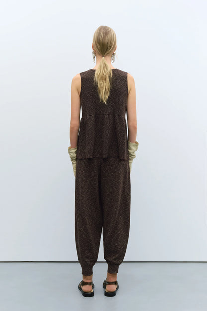 Flecked Cotton Peplum Top