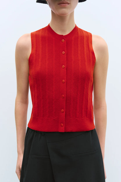 Merino Wool Ribbed Waistcoat
