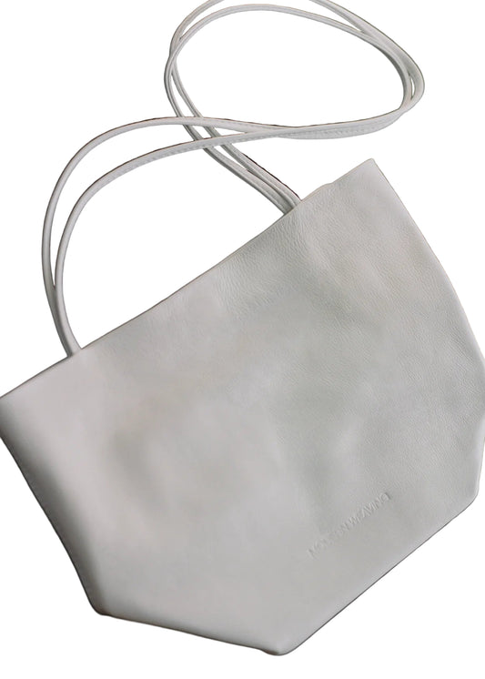 Creme Slim Lamb Basket Woven Shoulder Bag