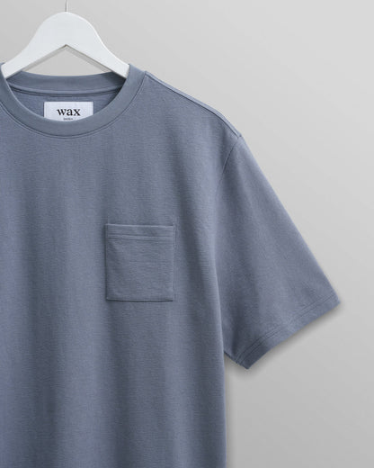 Dean T-Shirt Textured Blue With Pocket