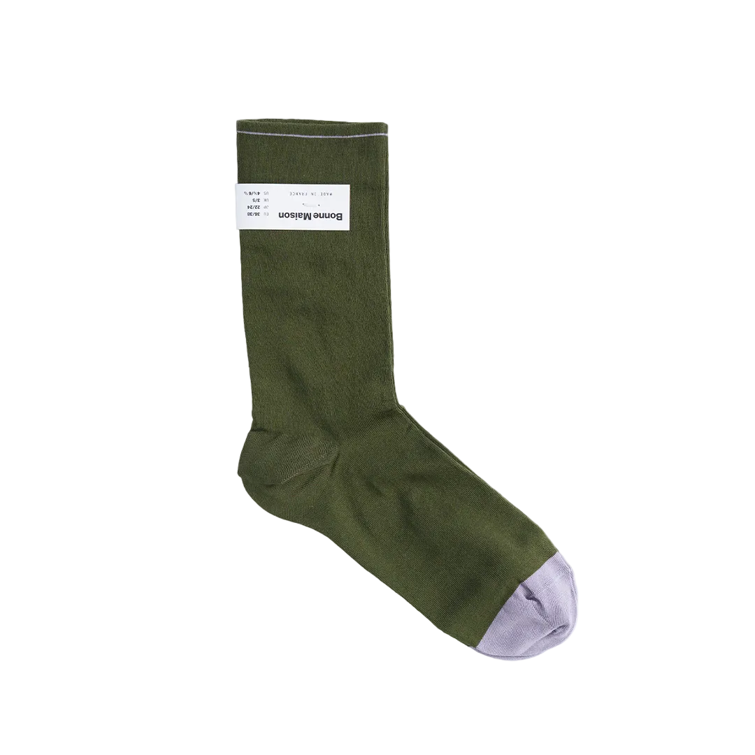 Chaussette Uni Vert De Gris