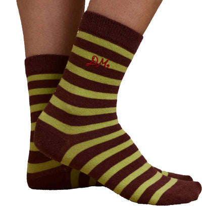 Calf Length 2 Pack Socks-Choc & Avocado