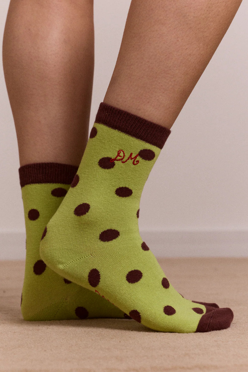 Calf Length 2 Pack Socks-Choc & Avocado