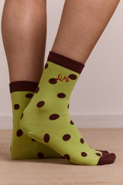 Calf Length 2 Pack Socks-Choc & Avocado
