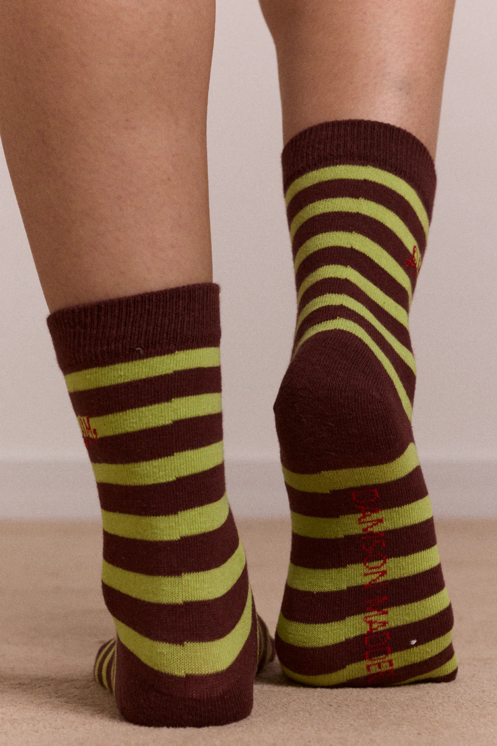 Calf Length 2 Pack Socks-Choc & Avocado