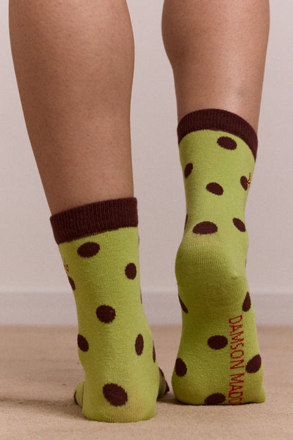 Calf Length 2 Pack Socks-Choc & Avocado