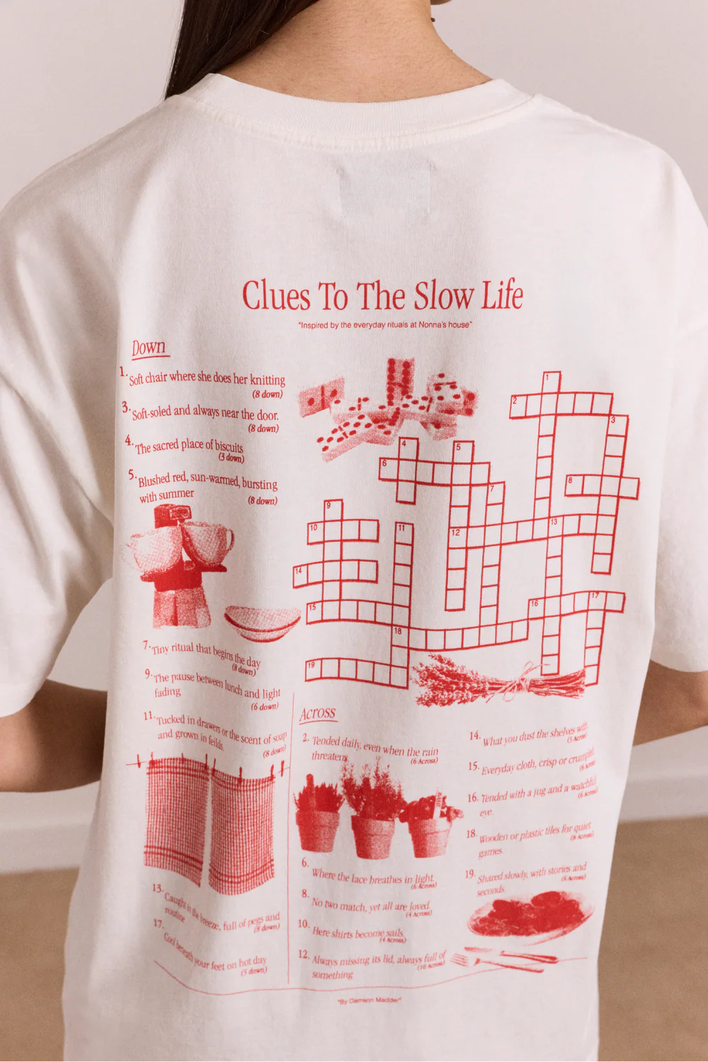 Slow Life Crossword Graphic Tee-Ecru