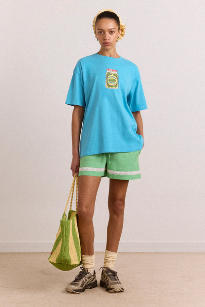 Snack Plate Graphic Tee-Blue