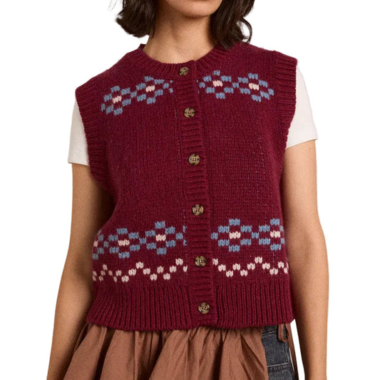 Sofie Wool Vest - Novelty Intarsia