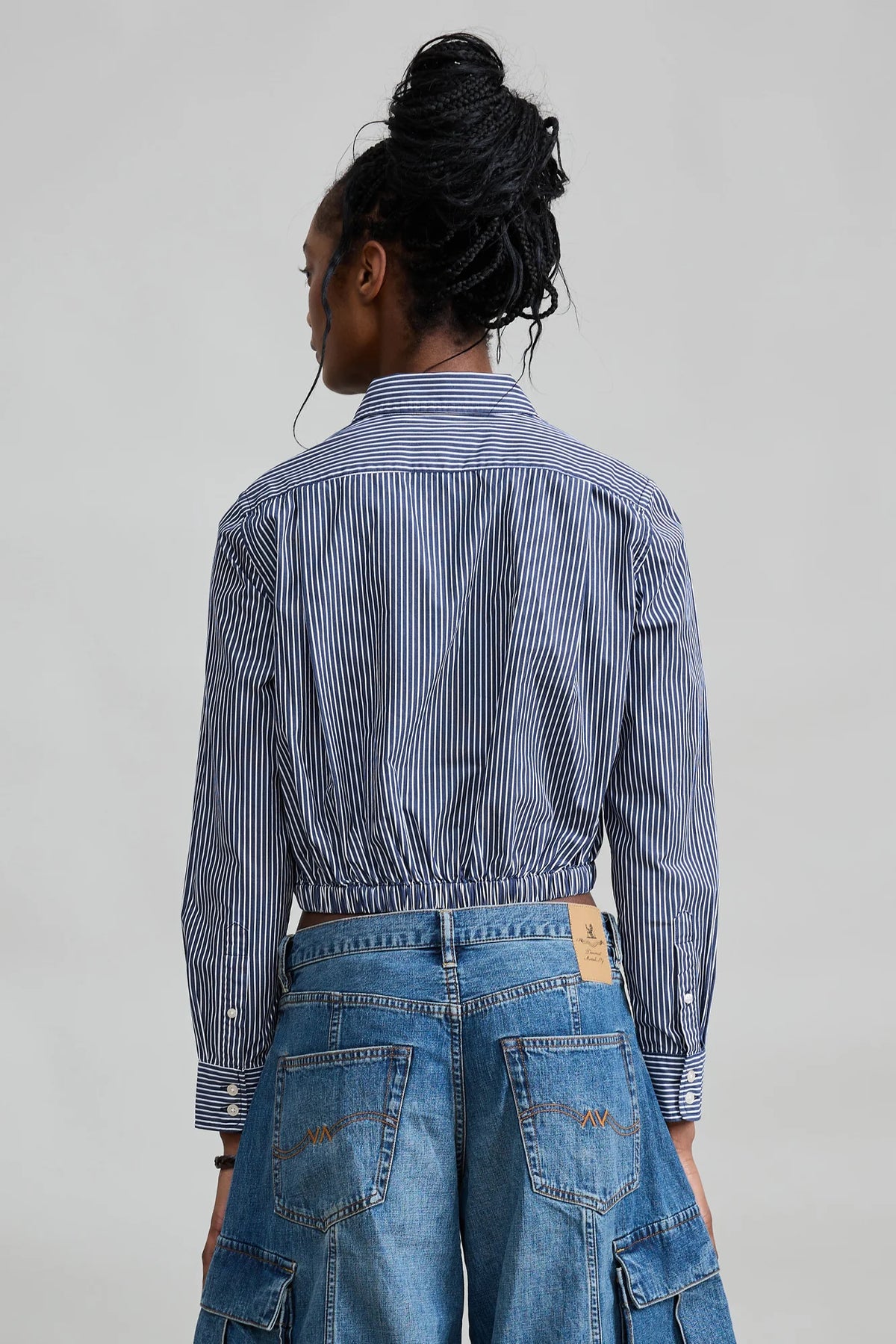 Cropped Elastic Waist Shirt