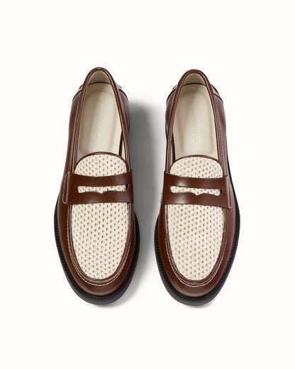 Wilde Chestnut + White Penny Loafer