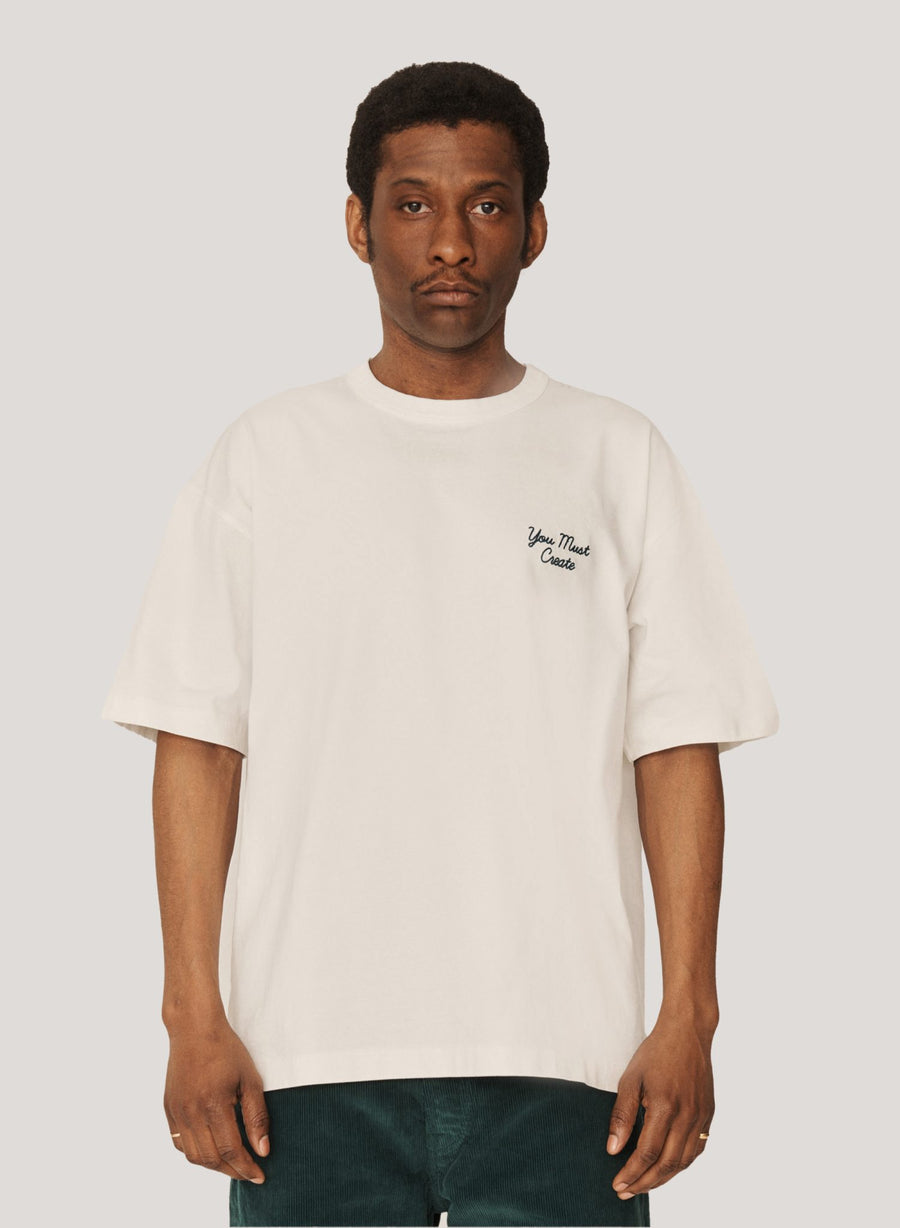 Triple Embroidered T Shirt Ecru (men)