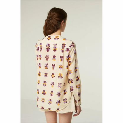 LUCIE SHIRT - FLOWERS VIOLA NATURAL