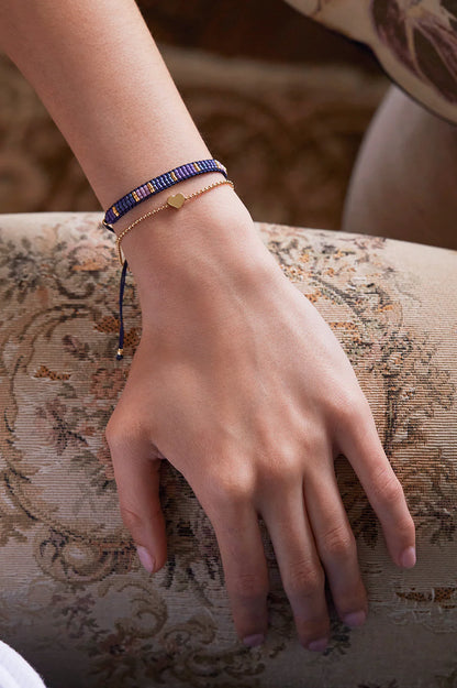 Purple Heart Miyuki Duo Bracelet Gold Plated