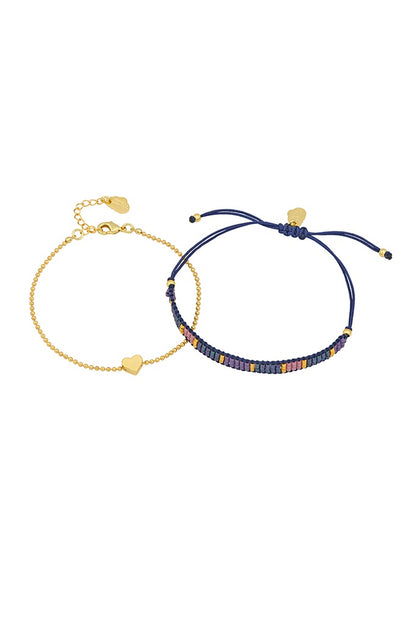 Purple Heart Miyuki Duo Bracelet Gold Plated