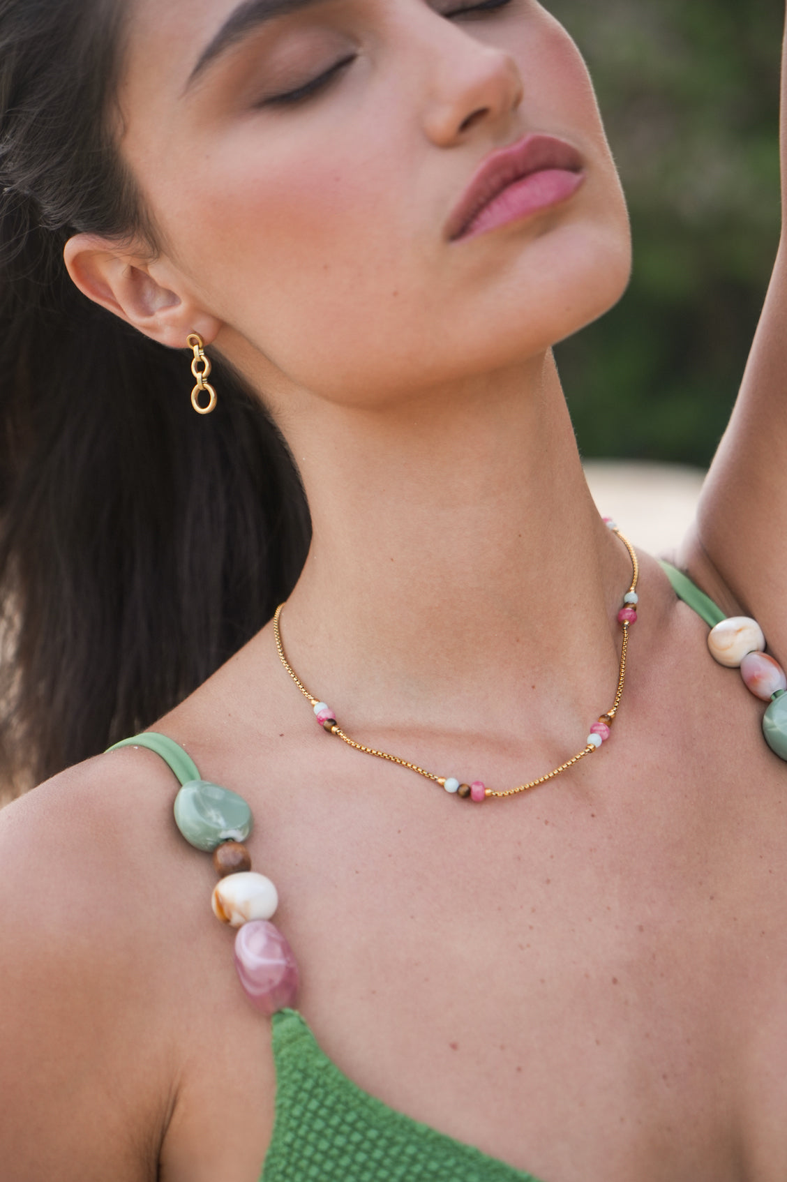 Multi Gemstone Rope Chain Necklace