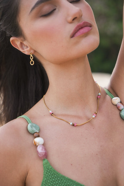 Multi Gemstone Rope Chain Necklace