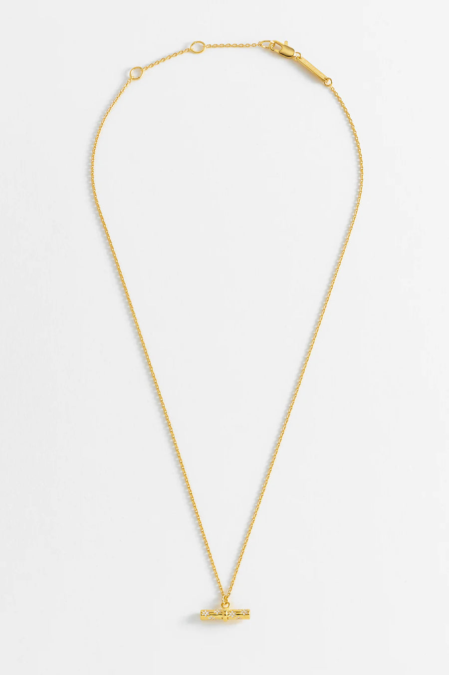 Floral T-bar Necklace Gold Plated
