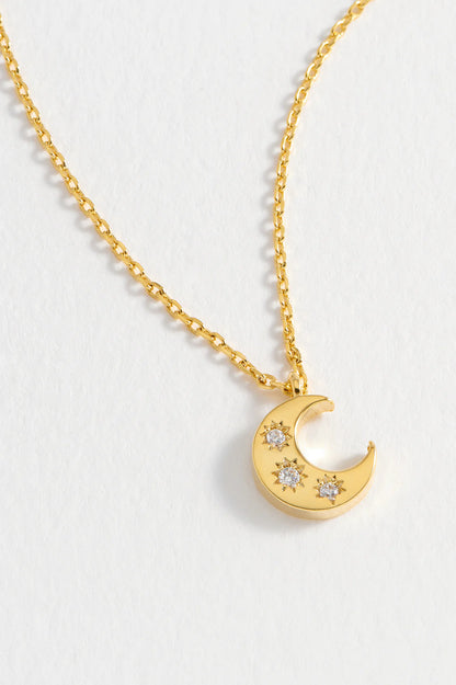 CZ Moon Necklace Gold Plated