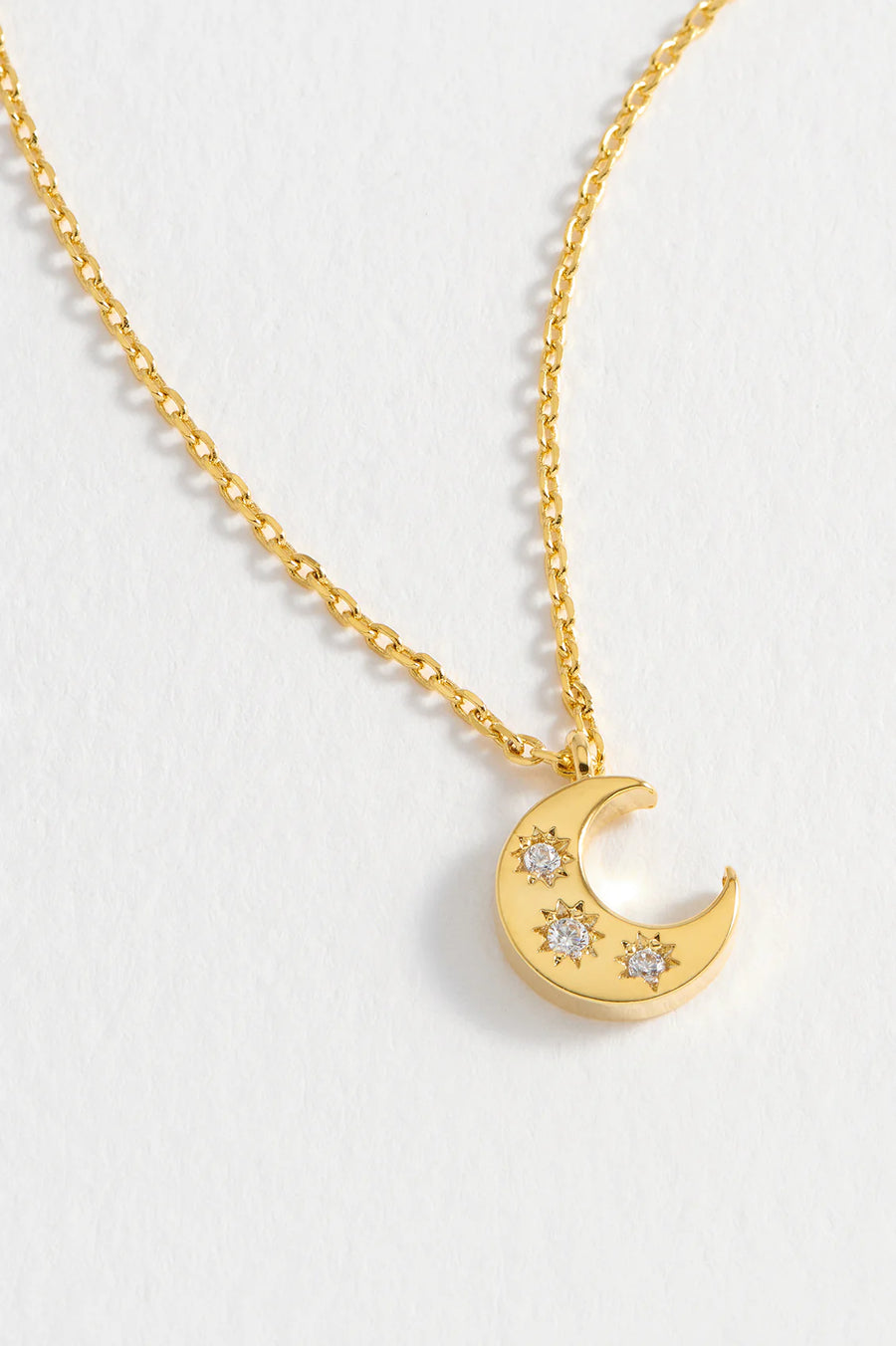 CZ Moon Necklace Gold Plated