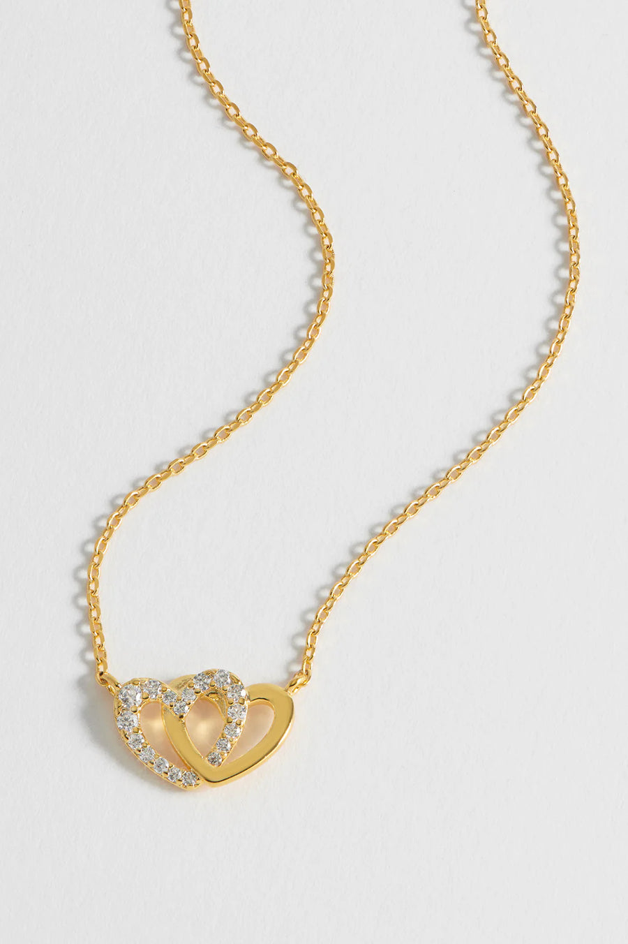 Interlocking Heart CZ Necklace Gold Plated