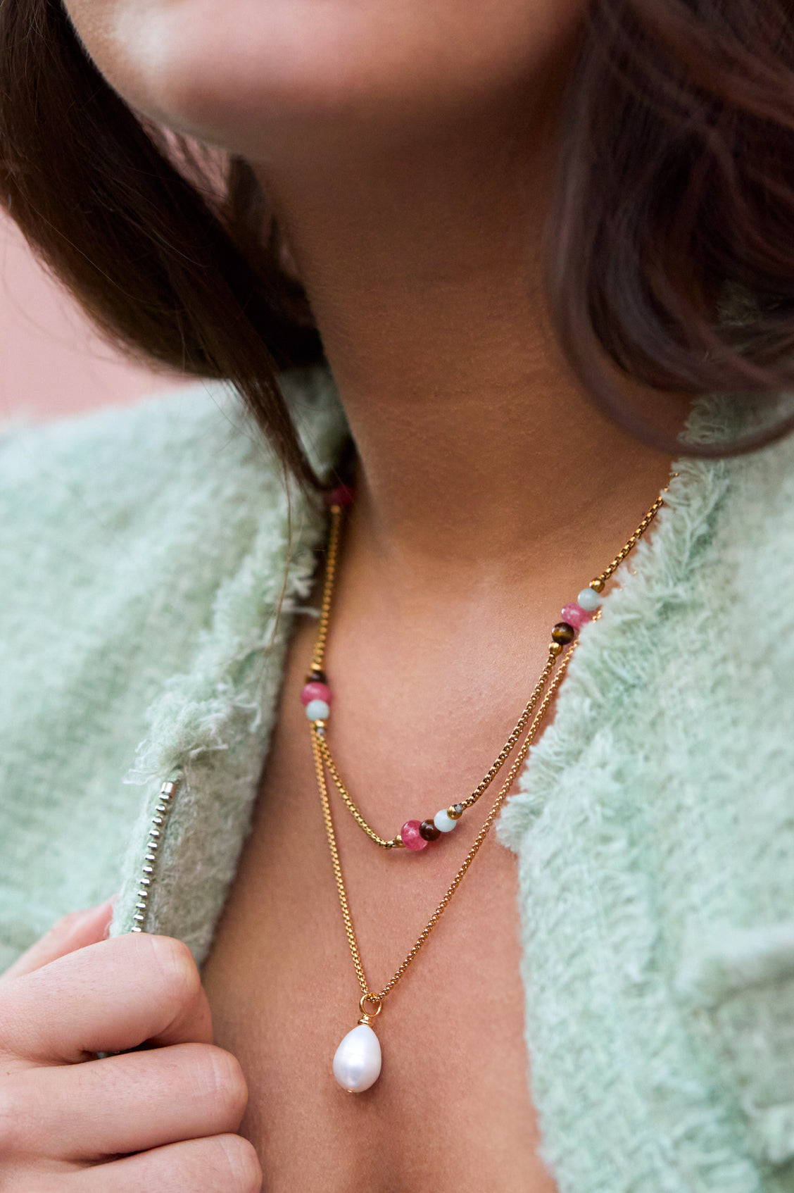 Multi Gemstone Rope Chain Necklace