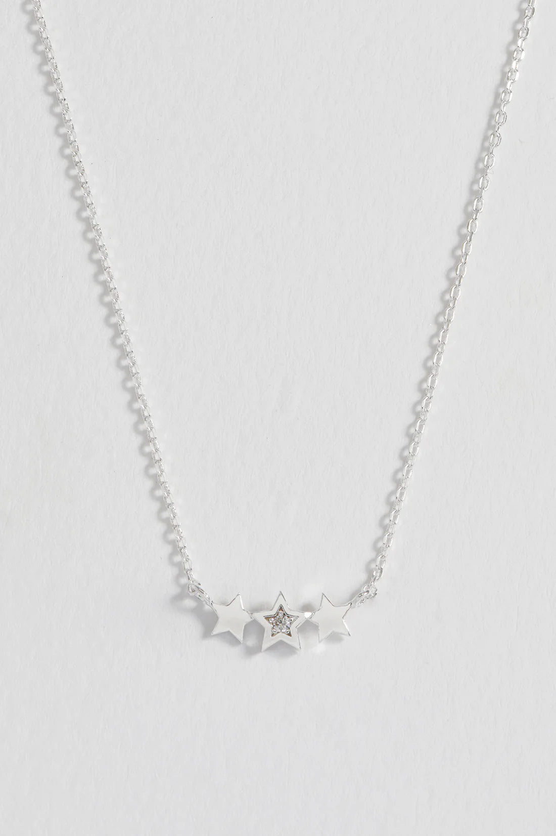 Triple CZ Star Necklace -Silver Plated