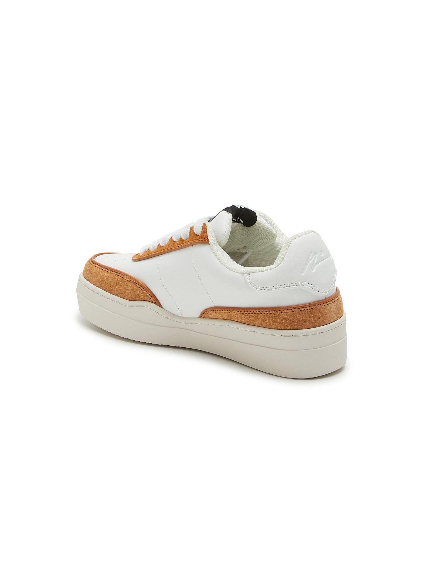 Low-Top Vegan Leather Sneakers In White With Light White Heel Tab