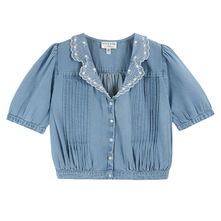 Denim Crop Blouse