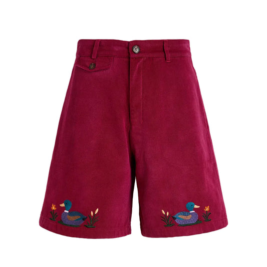 Embroidered Twill Duck Shorts