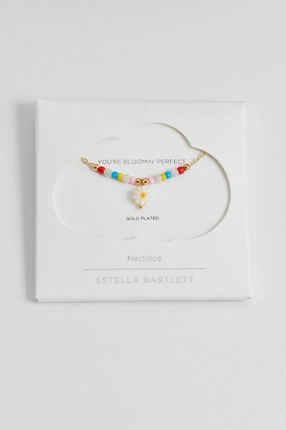 Flower Shell Bead And Chain Necklace